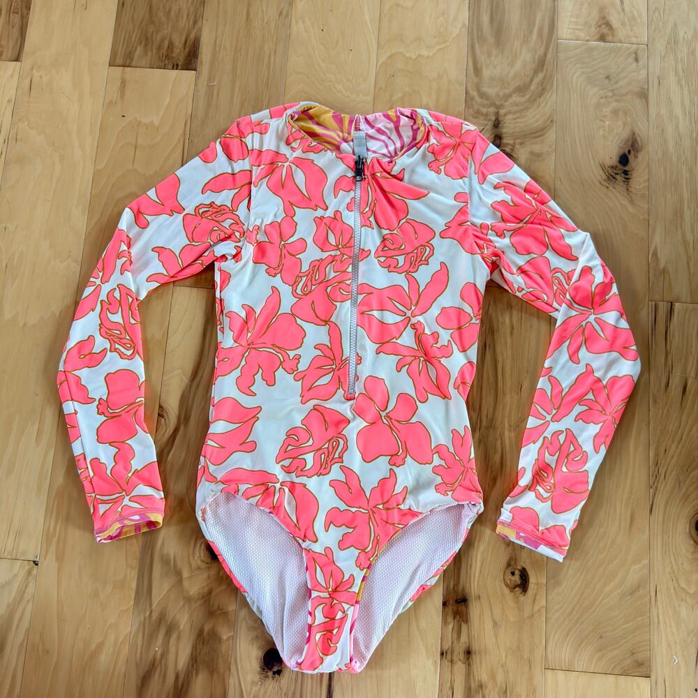 Maaji Reversible Long Sleeve Surf Suit One Piece Swimsuit Zip Rash Guard